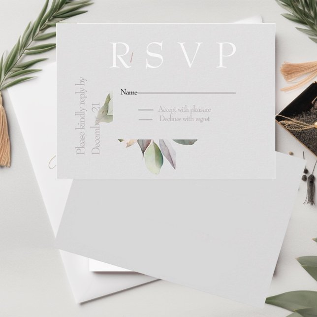 Cartão RSVP Elegante eucalipto minimalista (Criador carregado)