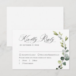 Cartão RSVP Elegante Eucalyptus Bohemian Casamento, ESCOLHA DE