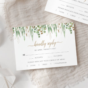 Cartão RSVP Elegante Eucalyptus Greenery Opções de Refeiçõ