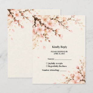 Cartão RSVP Elegante Flor de Cerejeira Japonesa Sakura