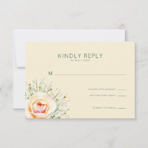 Cartão RSVP Elegante Floral Amarelo Pálido