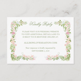 Cartão RSVP Elegante Floral de Aquarela para Casamento com RSV