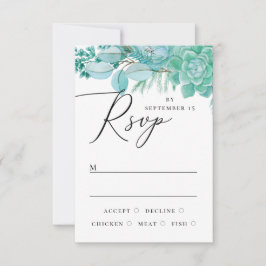 Cartão RSVP Elegante floral de hortelã em aquarela para casame