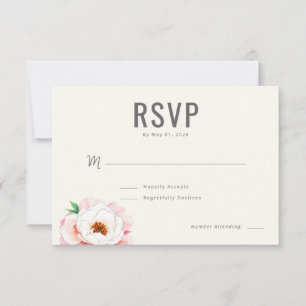 Cartão RSVP Elegante Floral Rosa Pálido