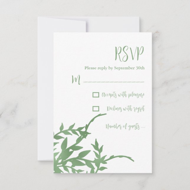 Cartão RSVP Elegante Greenery Quinceañera (Frente)