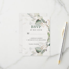 Cartão RSVP Elegante Greenery Rustic Eucalyptus Floral