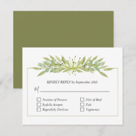 Cartão RSVP Elegante Greenery Wedding