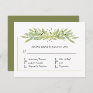 Cartão RSVP Elegante Greenery Wedding