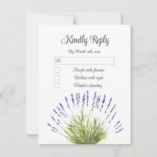 Cartão RSVP Elegante Lavanda Ervas Florais Casamento R