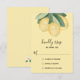 Cartão RSVP Elegante Lemon Watercolor