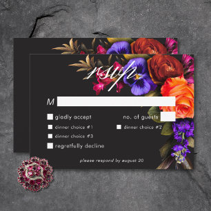 Cartão RSVP Elegante Mal-humorado Vibrante Colheita Floral Jan