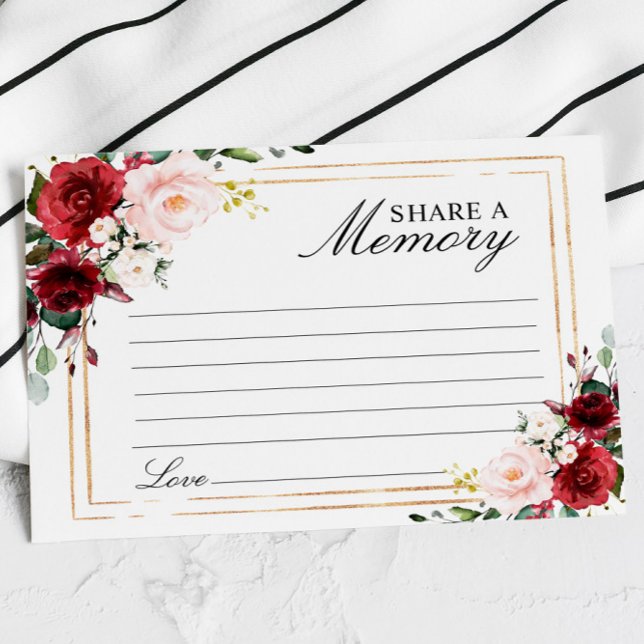 Cartão RSVP Elegante Marsala Rosa Funeral Compartilha um Cartã (Criador carregado)