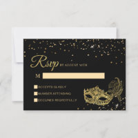 Elegante Mascarada preto e brilhante Dourado