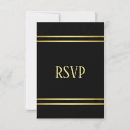 Cartão RSVP Elegante Masculina Dourado e Negro Aniversário