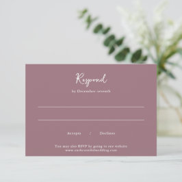 Cartão RSVP Elegante Mauve Clean Wedding