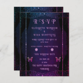 Cartão RSVP Elegante Mauve e Dourado Casamento