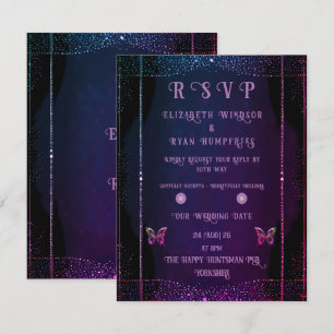 Cartão RSVP Elegante Mauve e Dourado Casamento