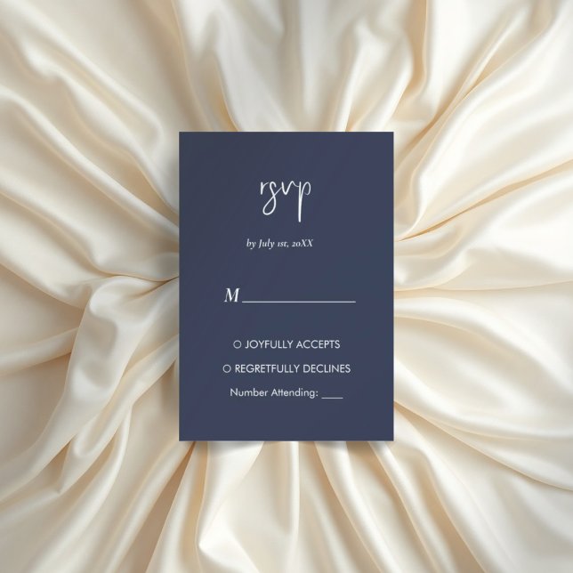 cartão rsvp elegante minimalista azul marinho (Criador carregado)