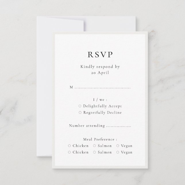 Cartão RSVP Elegante Minimalista | Casamento Simples Quic Mode (Frente)