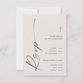 Cartão RSVP Elegante Moderno Roteiro Gênero Neutro Boho Batism