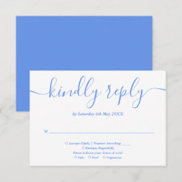 Cartão RSVP Elegante Moderno Script Azul Centáurea