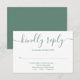Cartão RSVP Elegante Moderno Script Verde Eucalipto