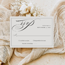 Cartão RSVP Elegante Monograma de Caligrafia para Casamento