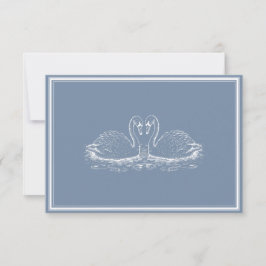 Cartão RSVP Elegante Monograma de Casamento em Azul Poeirento 
