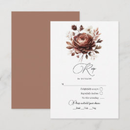 Cartão RSVP Elegante MousSE de Mocha Floral Casamento