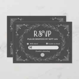 Cartão RSVP Elegante Noir Deco | Casamento Negro e Branco