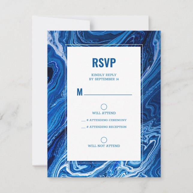 Cartão RSVP Elegante Oceano Azul Ondas Bar Mitzvah (Frente)