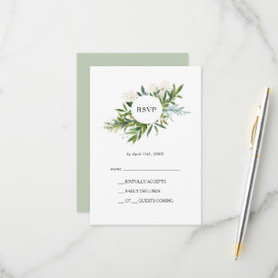 Cartão RSVP Elegante Olive Greenery