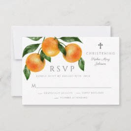 Cartão RSVP Elegante Orange Citrus Christening
