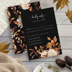 Cartão RSVP Elegante Outono Negro