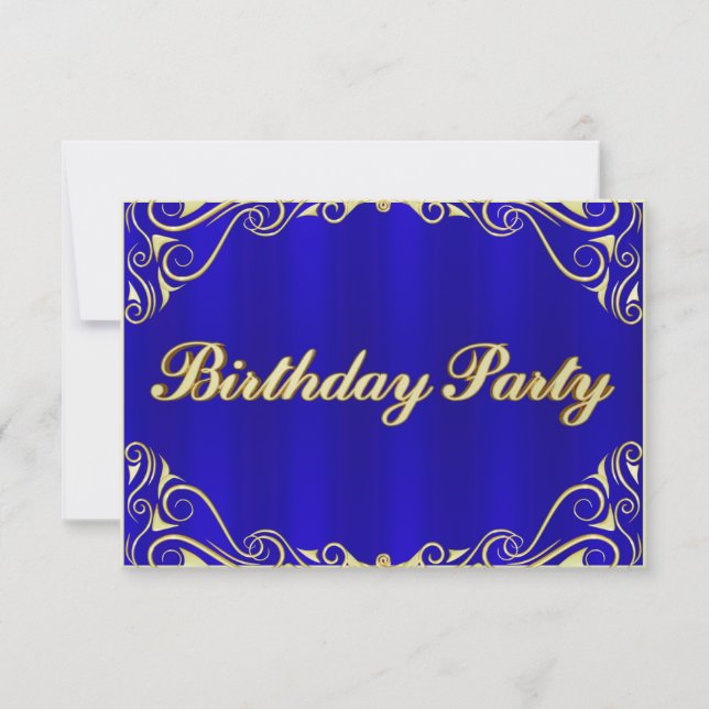 Cartão RSVP Elegante Regal Dourado Tipografia Birthday (Frente)