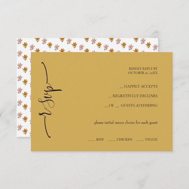 Cartão RSVP Elegante Romântico Flores Selvagens Terracotta (Frente/Verso)