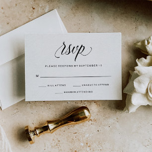 Cartão RSVP Elegante Roteiro em Papel Aquarela Fundo de Visual