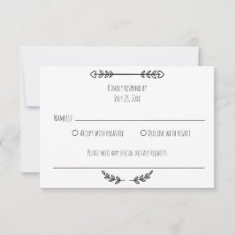 Cartão RSVP Elegante Russo Simples Negro e Branco Minimalista
