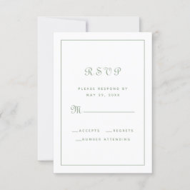 Cartão RSVP Elegante Script Chic Sage Green Wedding Enclosure