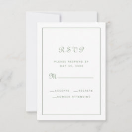 Cartão RSVP Elegante Script Classic Wedding Enclosure Green