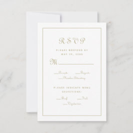 Cartão RSVP Elegante Script Meal Choice Gabinete de Casamento 