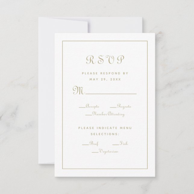 Cartão RSVP Elegante Script Meal Choice Gabinete de Casamento  (Frente)