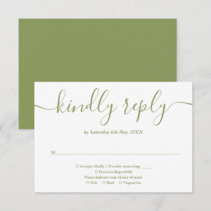 Cartão RSVP Elegante Script Moderno Verde Musgo