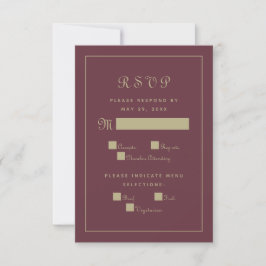 Cartão RSVP Elegante Script Refeitante Enclosure Burgundy