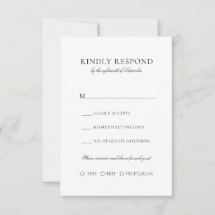 Cartão RSVP Elegante Simples Escolha de Refeição Casamento Esc