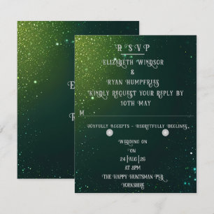 Cartão RSVP Elegante Sparkle Wedding