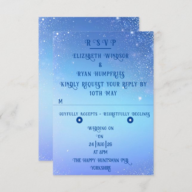 Cartão RSVP Elegante Sparkle Wedding (Frente/Verso)