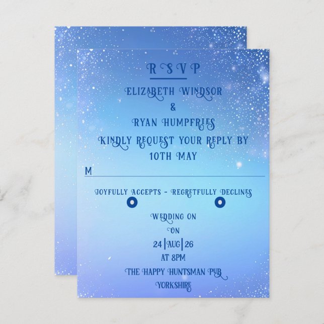 Cartão RSVP Elegante Sparkle Wedding (Frente/Verso)