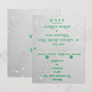 Cartão RSVP Elegante Sparkle Wedding
