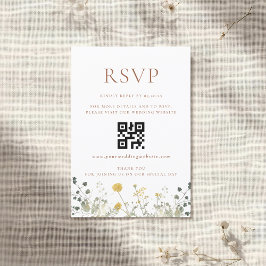 Cartão RSVP Elegante Terracotta Wildflower Wedding Código QR R